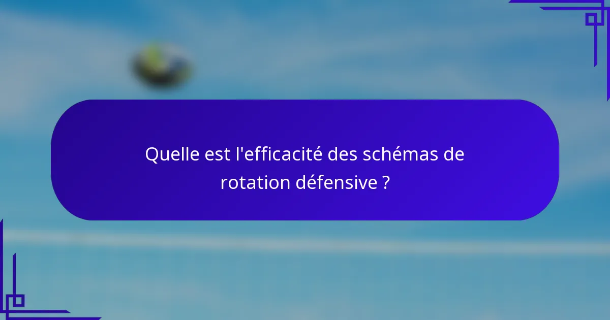 Quelle est l'efficacité des schémas de rotation défensive ?
