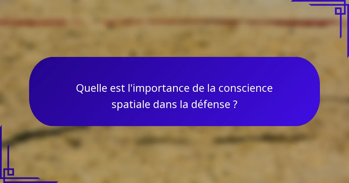Quelle est l'importance de la conscience spatiale dans la défense ?