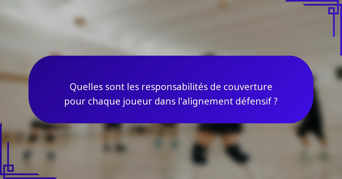 Quelles sont les responsabilités de couverture pour chaque joueur dans l'alignement défensif ?